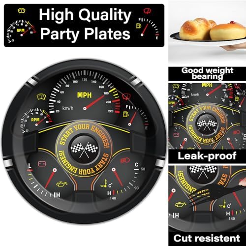 96Pcs Race Car Party Plates and Napkins for Baby Shower Birthday Decorations Supplies Racing Themed Paper Dessert Plates Start Your Engines Tableware Set for Kids Boys 24 Guests Party Decorations - Image 3