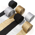 PartyWoo Gold Crepe Paper Streamers 6pcs 492 FT Silver Black Streamers by PartyWoo