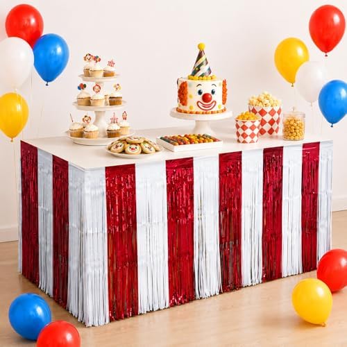 Carnival Circus Theme Table Skirts Birthday Party Decorations, 2 Pack by Unknown