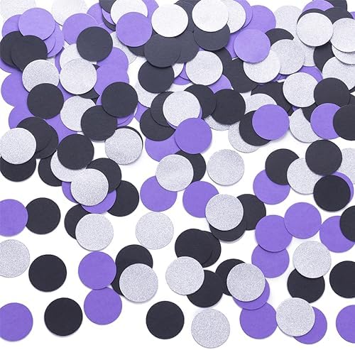 MOWO Purple Black and Silver Confetti Table Decoration, 1.2'', 200pc by MOWO