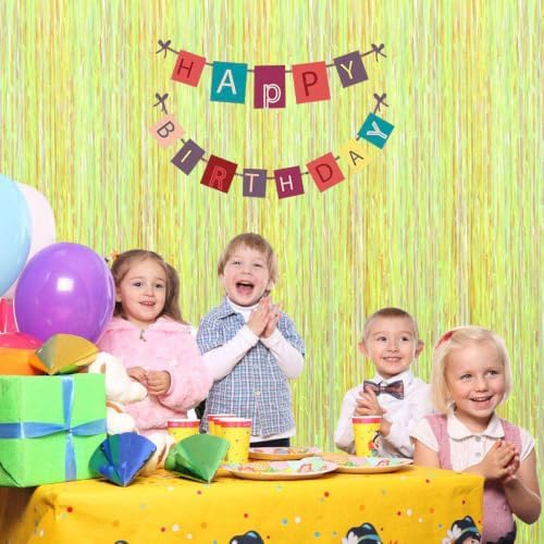 3 Pack Fringe Curtains Party Decorations, Transparent Yellow - Image 3