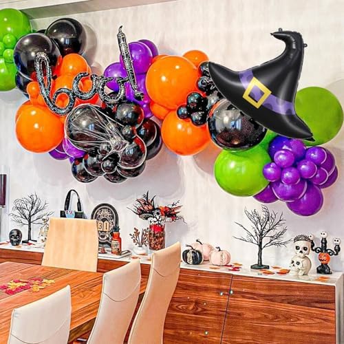 154Pcs Halloween Balloon Arch Garland Kit, Pumpkin Ghost Boo Foil Balloons - Image 3