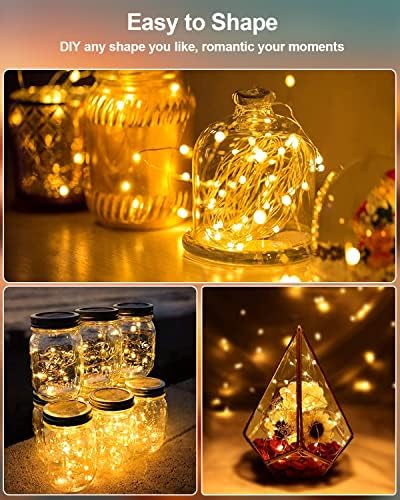 20 Pack Fairy Lights Battery Operated, 3.3ft 20 LED Mini String Lights Twinkle Lights Copper Wire Firefly Starry Lights for Mason Jars Wedding Party Christmas Centerpiece Table Decorations, Warm White - Image 4