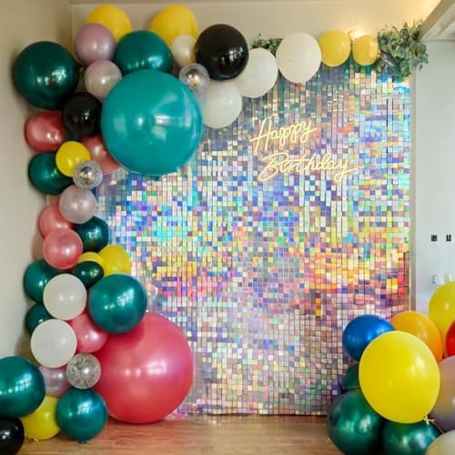 Silver Iridescent Shimmer Wall Backdrop, 36pcs Sequin Panels - Image 2