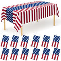QZYL 12 Pack Plastic 4th of July Tablecloths, Red White Blue Party Supplies by QZYL