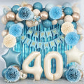 Dusty Blue 40th Birthday Party Decorations Men Beige Number 40 Balloon by KAINSY