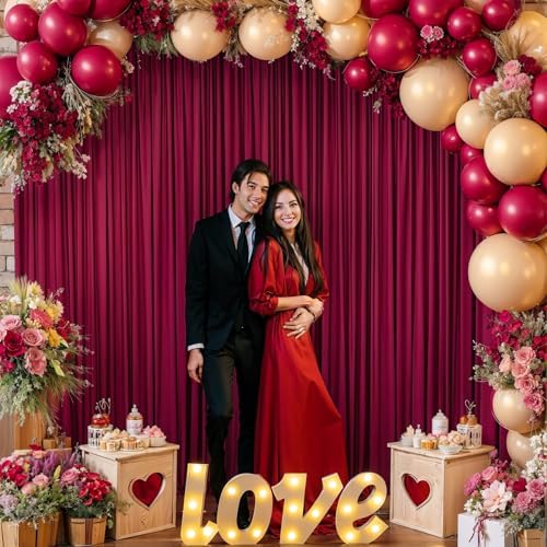 16x10FT Burgundy Backdrop Curtains for Wedding Parties, Wrinkle Free Polyester Photography Backdrop Drapes for Wedding Baby Shower Birthday Parties Stage Background Stand Decorations 4x10ft,4 Panels - Image 3