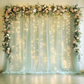 Tulle Backdrop Curtain with Lights 10x10FT Sage Green Sheer Curtains by Xiomot