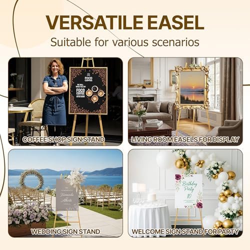 57.5" Gold Easel Stand for Sign, Wedding Sign Stand for Display - Image 4