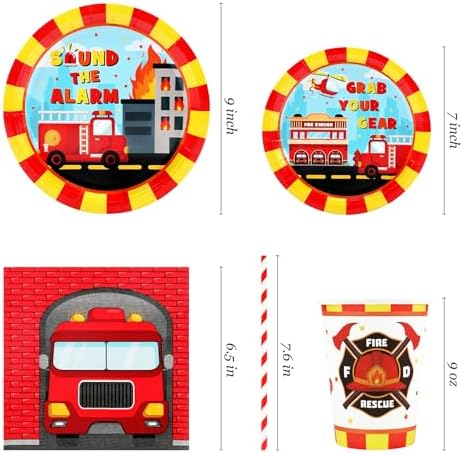 Recheel Fire Truck Birthday Decorations Set, Firefighter Party Decorations - Image 2
