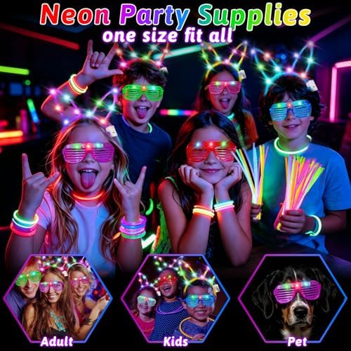 156Pcs Glow In The Dark Party Supplies for Kids & Adult Neon Accessories - Image 5