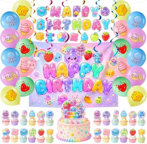 Plman 55PCS Squishy Birthday Party Decorations, Dumpling Theme Party Supply by PLMAN