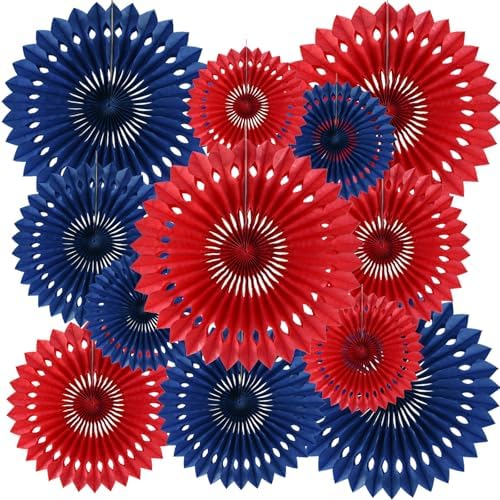 BEISHIDA Honeycomb Round Paper Fans Navy Blue Red Hanging Party Decoration by Beishida