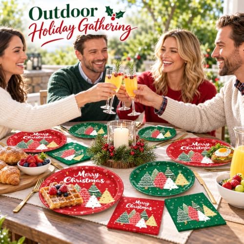 60pcs Christmas Disposable Paper Plates and Napkins Set - Image 6