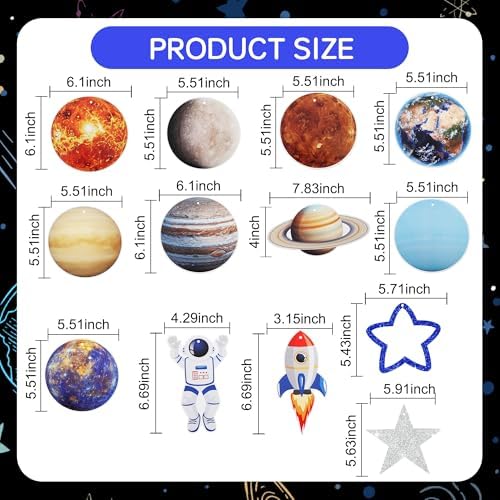 BEISHIDA Solar System Hanging Swirl Decorations 18Pcs Pre-Strung Space Party Hanging Ceiling Decors for Space Themed Birthday Galaxy Room Planet Party Supplies - Image 2