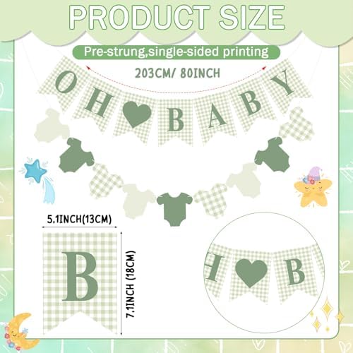 Hahafelt Baby Banner for Baby Shower Decorations, Green - Image 5