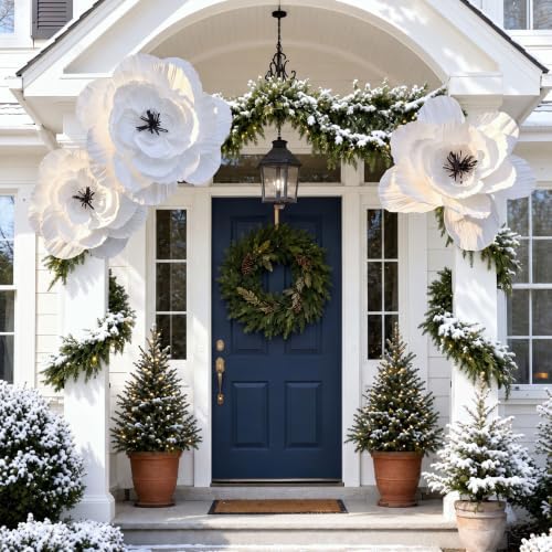 Giegxin 3 Pcs 31.5" 24" Giant White Christmas Paper Flowers Ornaments - Image 6