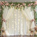 Cream White Backdrop Curtains with Lights for Wedding Parties,10x10FT Wrinkle Free Photo Backdrop Curtains Fabric Drapes for Baby Shower Ceremony Photography Photoshoot Decorations-5ft x 10ft 2 Panels by Partisky