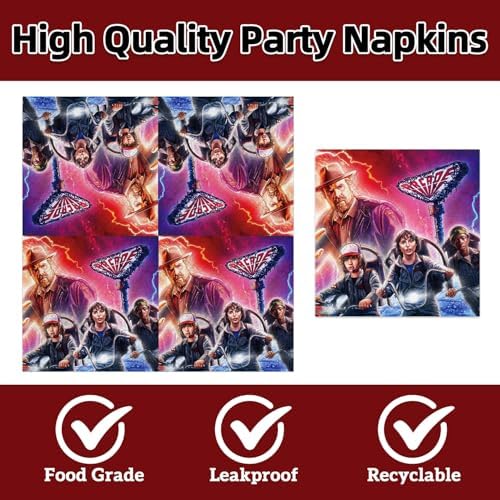 Party Supplies 40pck include 20 plates, 20 napkins for the Stranger Things birthday party decoration (White-20) - Image 4
