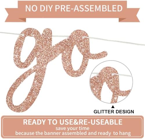 BEISHIDA Rose Gold Go Shawty It's Your Birthday Banner - NO DIY - Hip Hop Theme Glitter Happy Birthday Banner - Pre-Strung - Rose Gold Rap Theme Happy Birthday Sign for Man Women birthday Party Supply - Image 2