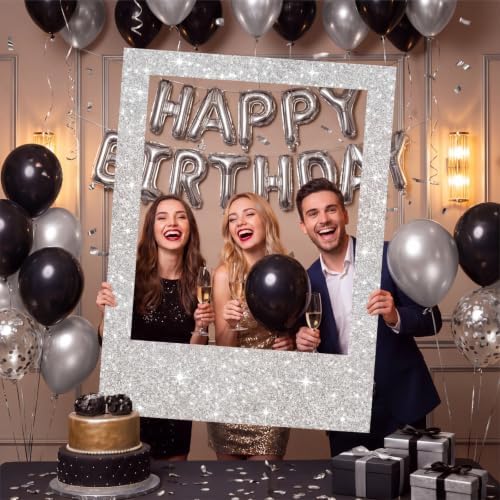 Beeveer 40 x 30 in Large Photo Booth Selfie Frame Props, Silver Vertical by Beeveer