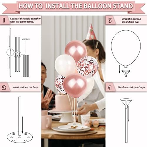 Guudmua 285 Pcs Rose Gold Party Decorations, Birthday Decorations For Women Or Girl - Knives, Forks and Spoons, Tiara, Butterfly, Sash, Paper Pom Poms, Balloon Stand, Tableware For 25 Guests - Image 4