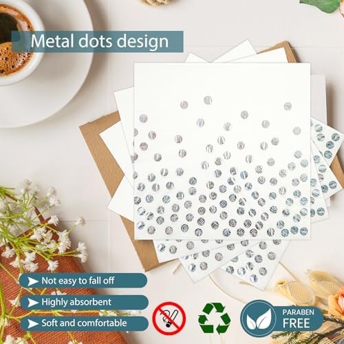 72Pcs Iridescent Silver Plates and Napkins Party Supplies, Holographic Disposable Paper Plates Napkins with Forks Tableware Set for Mermaid Birthday Wedding Iridescent Party Decorations - Image 4