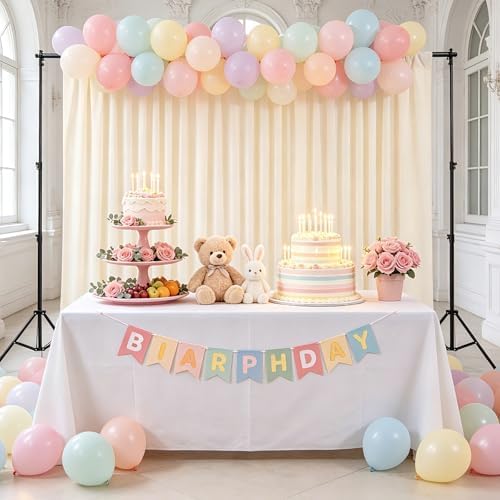 Beige Backdrop Curtains 30ftx10ft Wedding Polyester Photo Drapes - Image 6