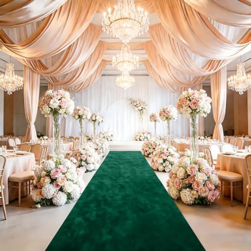 Wedding Decorations Aisle Runner for Wedding Ceremony Emerald Green Aisle Runners 4FTx15FT Bridal Runway Rustic Carpet Runner for Party Wedding Runner Aisle Outdoor for Beach Birthday Reception Decor - Image 3