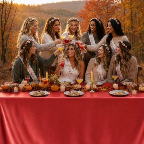 TURSTIN 4 Pack Fall Themed Satin Tablecloth 102 x 58'' Overlay Table Cover - Image 5