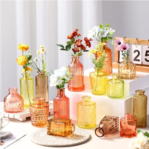 Yaomiao 30 Pcs Glass Bud Vases Centerpieces, Orange Yellow Series - Image 6