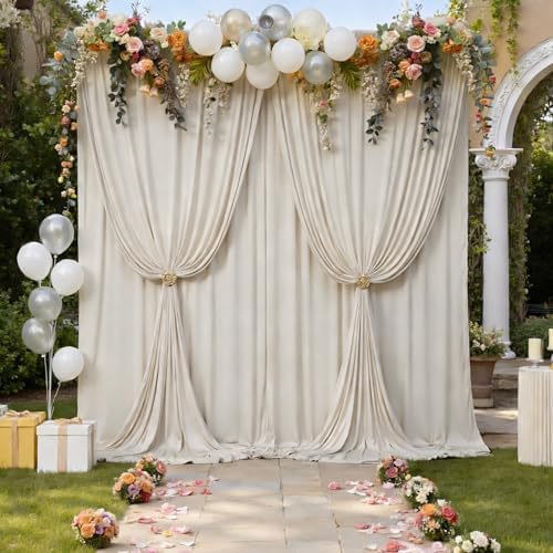 50ft x 12ft Wrinkle Free Beige Backdrop Curtains for Parties, Silky Photo Backdrop Drapes 12FT Long Back Drop Cloth for Wedding Birthday Photography Background Decor - Image 5