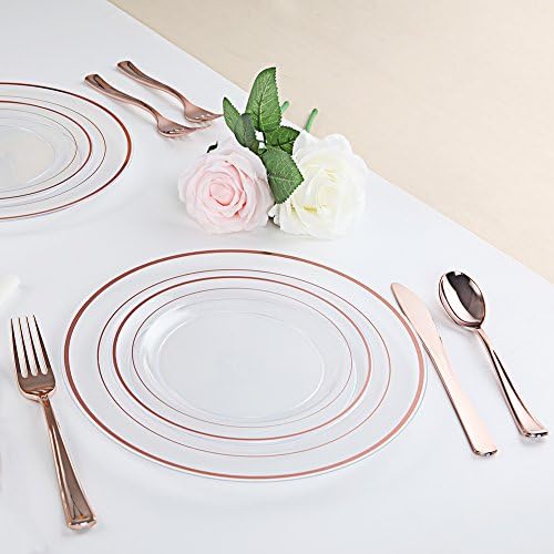 I00000 60 Pcs Rose Gold Plastic Plates, Premium Disposable Party Plates - Image 5