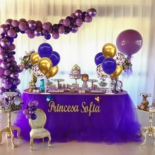 TONIFUL 4 Set Purple Gold Balloon Stand Balloon Centerpieces for Table - Image 5