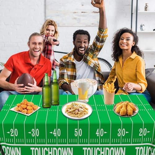 QZYL Football Party Decorations 2026, Disposable Football Tablecloth, 2 PCS Brown Green Decoration Runner, Game Day Theme Table Cloth, Plastic Table Cover for Game Day Touchdown Party Supplies - Image 5