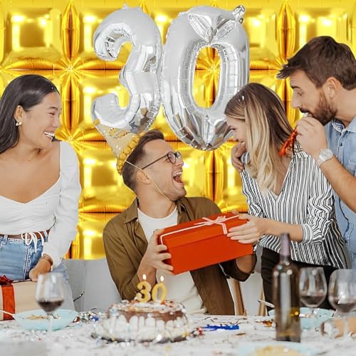 NISOCY 25PCS Metallic Gold Square Foil Balloons Wall Backdrop - Image 5