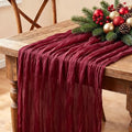 3Pcs Burgundy Table Runner, 10FT Boho Rustic Burgundy Maroon Table Runner 120inch Cheese Cloth Red Runner for Wedding Christmas Birthday Holiday Party Decorations by Miucat
