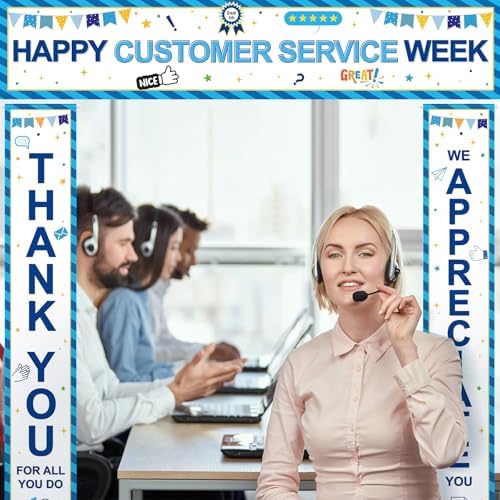 SmoothNovelty 3 Pcs Blue Customer Service Week Banner - Image 6