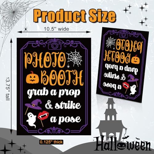 Briwooody Halloween Photo Booth Sign with Stand Retro Background Table - Image 2