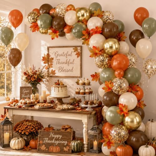 Green Orange Brown Balloons, 50Pcs Fall Balloon for Thanksgiving Party Home - Image 4