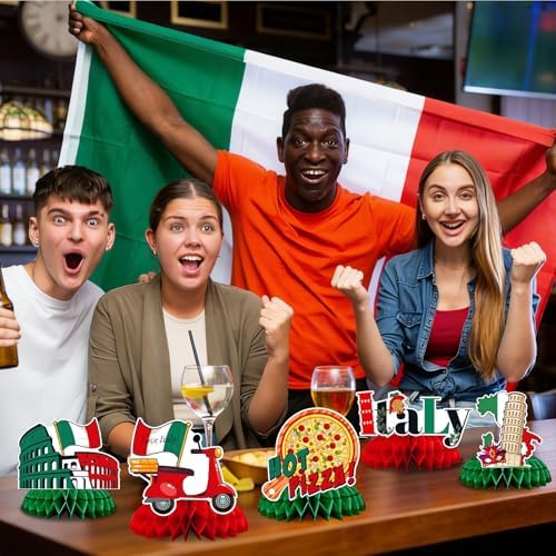 JULMELON 8 Pack Italian Themed Honeycomb Centerpieces Italian Party Favors - Image 5