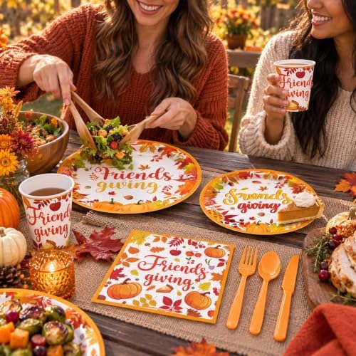 168 Pcs Friendsgiving Dinnerware Set Party Supplies, Serves 24 - Image 6