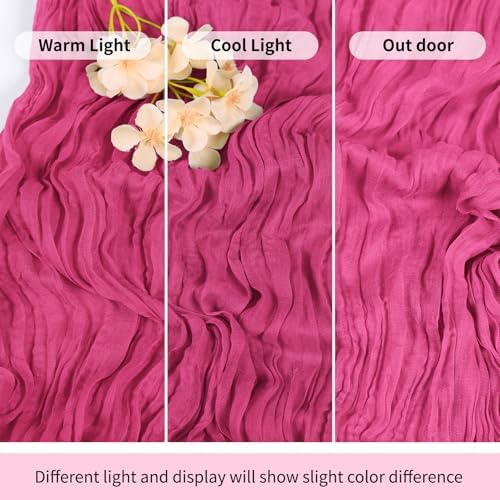 6 Pack Hot Pink Cheesecloth Table Runner 17x108 Inch Semi Sheer Boho Gauze Cheese Cloth Fabric Table Runners Table Decor for Wedding Party Baby Shower Birthday Home Decor Garden Farmhouse - Image 7