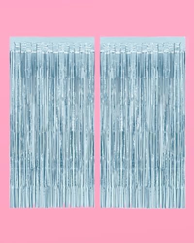 xo, Fetti 2pk Matte Blue Fringe Foil Curtain Bachelorette Birthday Backdrop - Image 5