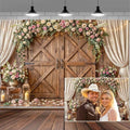 5x3ft Wedding Backdrop Rustic Floral Flower Wooden Wall Backdrop Bridal Baby Shower Ceremony Photography Background Shabby Chic Countryside Western Anniversary Wedding Party Birthday Photo Prop by Mtsxfy