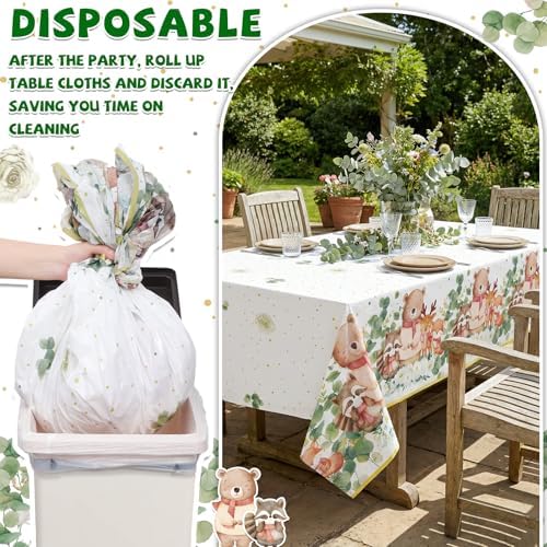 3 Pack Plastic Safari Baby Shower Tablecloth, Woodland Forest Party Supply - Image 5