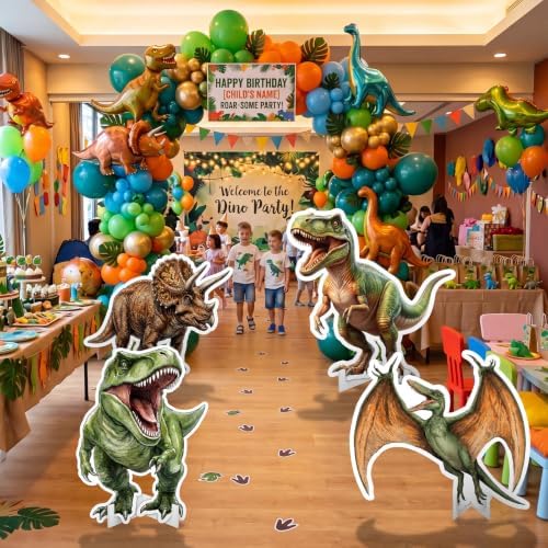 Honoson 4 Pcs 24" to 32" Large Dinosaur Cardboard Cutouts, Realistic Dinosaur Backdrop Standup Yard Signs Birthday Party Decoration for Jungle Dino Theme Photo Booth Props Party Supplies - Image 3