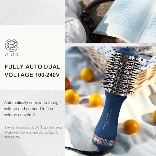 Dual Voltage Travel Hair Dryer Brush, 2 Inch Oval Shape Mini Hot Air Brush - Image 2