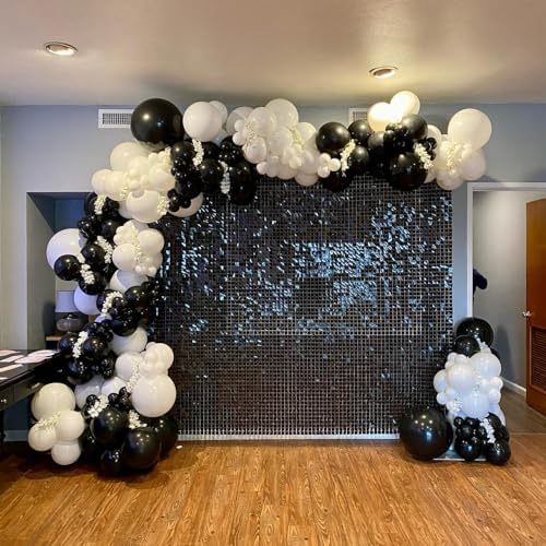 Black and White Balloon Arch Kit, ADOINBY 140Pcs Black and White Durable Latex Balloons 18 12 10 5 Inch Different Size Balloons for Birthday Anniversary Wedding Engagement Graduation Party Decorations - Image 4
