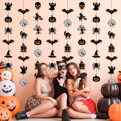 Ceenna 9 Pcs Halloween Party Hanging Decorations Witch Ghost Paper Garland - Image 3